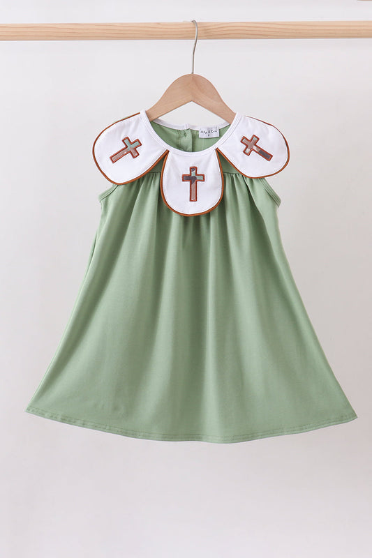Green Camouflage Cross Applique Dress