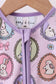 Purple Bunny Print Bamboo Zipper Romper